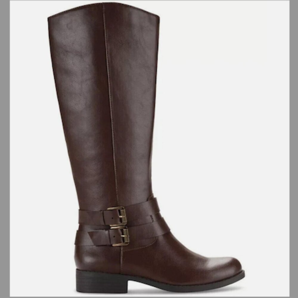 Style & Co Women's Brown Smooth Maliaa Buckled Riding Boots Shoe Size 7 M
